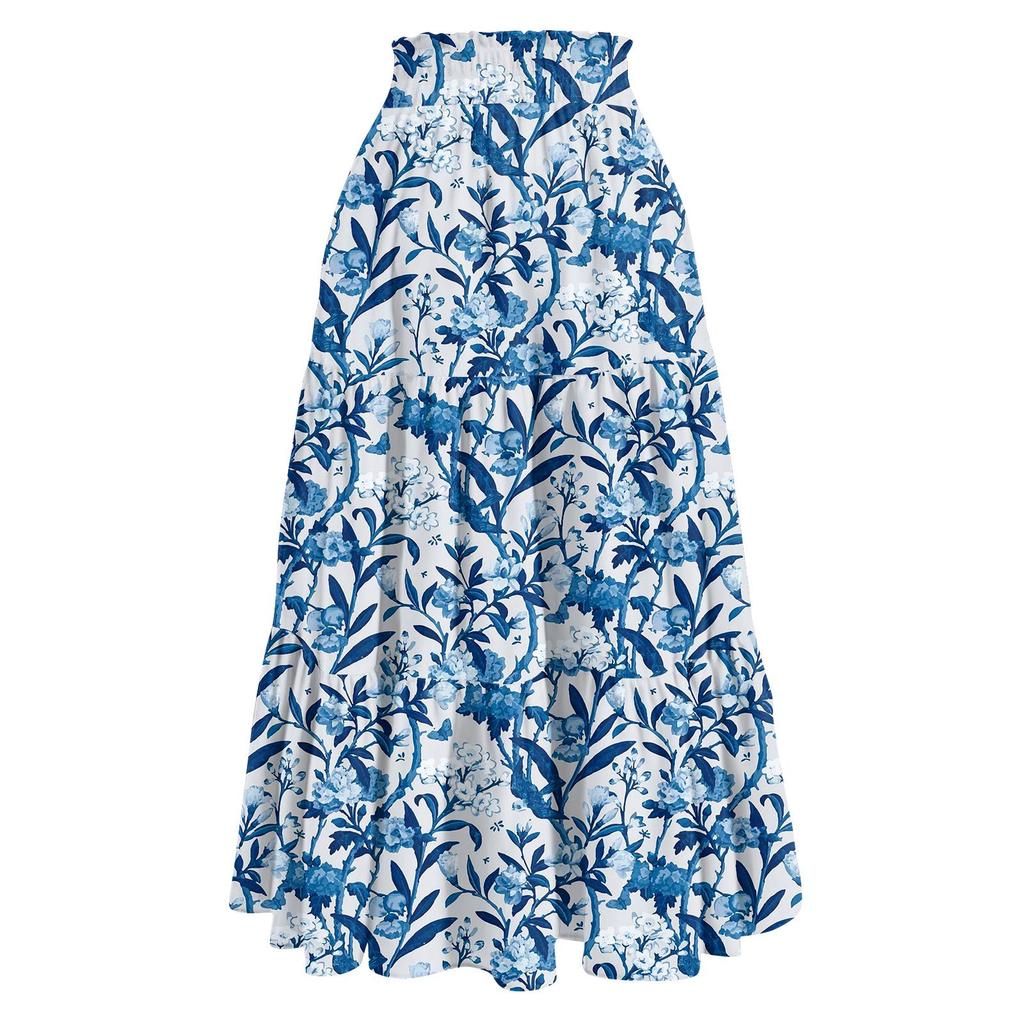 Женская весенняя повседневная длинная юбка с оборками, однотонная юбка, ретро-юбка в складку