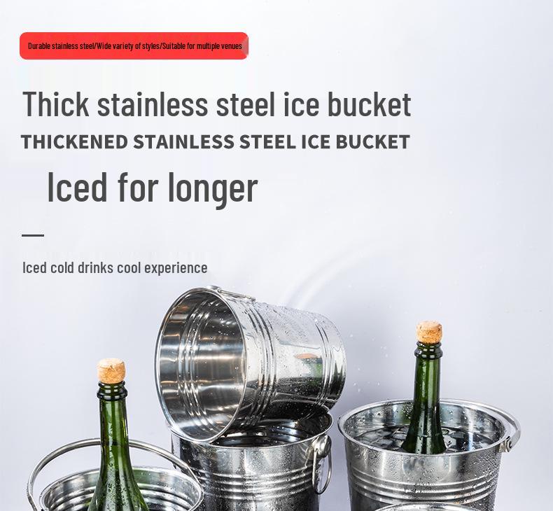 Thickened Stainless Steel Ice Bucket for Bars - Ideal for Champagne, Beer, and Wine.