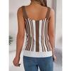 QICED Spring Summer V-neck Button Contrasting Color Cut-out Knitted Sweater Vacation Halter Top Women's Wear