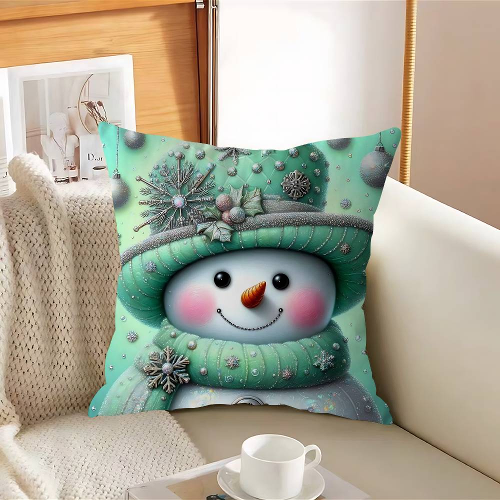 Christmas Snow-manS Cushion Cover Pillowcase Upholstery Sofa Throw Pillow Home Decor Pillowcas