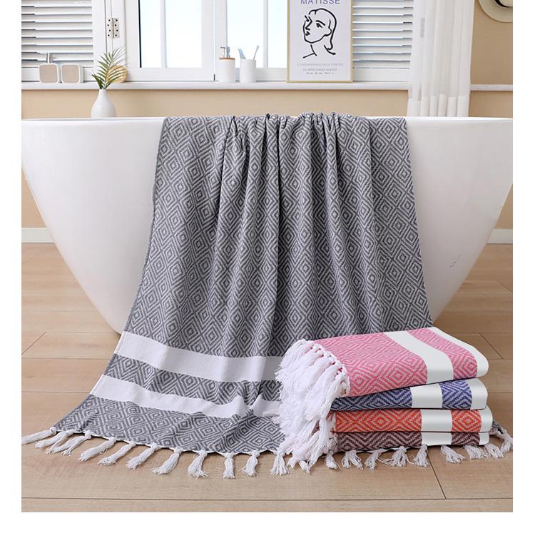 Турецкое хлопковое пляжное полотенце с кисточками - Впитывающее, с возможностью персонализации, универсальное для ванны или защиты от солнца