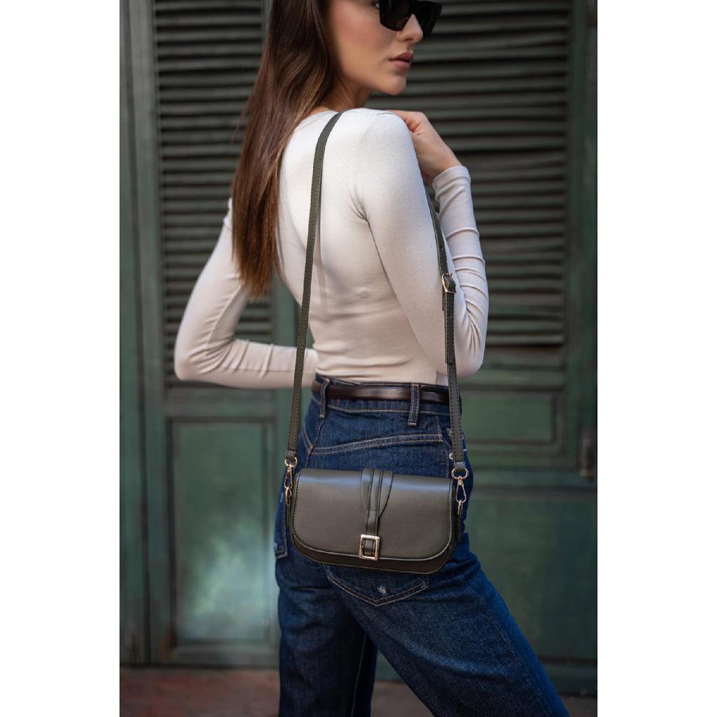 Black Women's Buckle Crossbody Bag