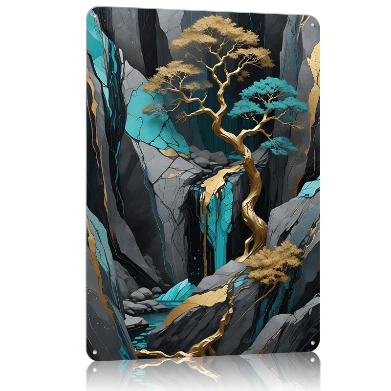 Bonsai Style Asian Metal Poster Tin Sign Wall Art Posters on the Wall Decorations Customizable Metal Signs for Home Decoration