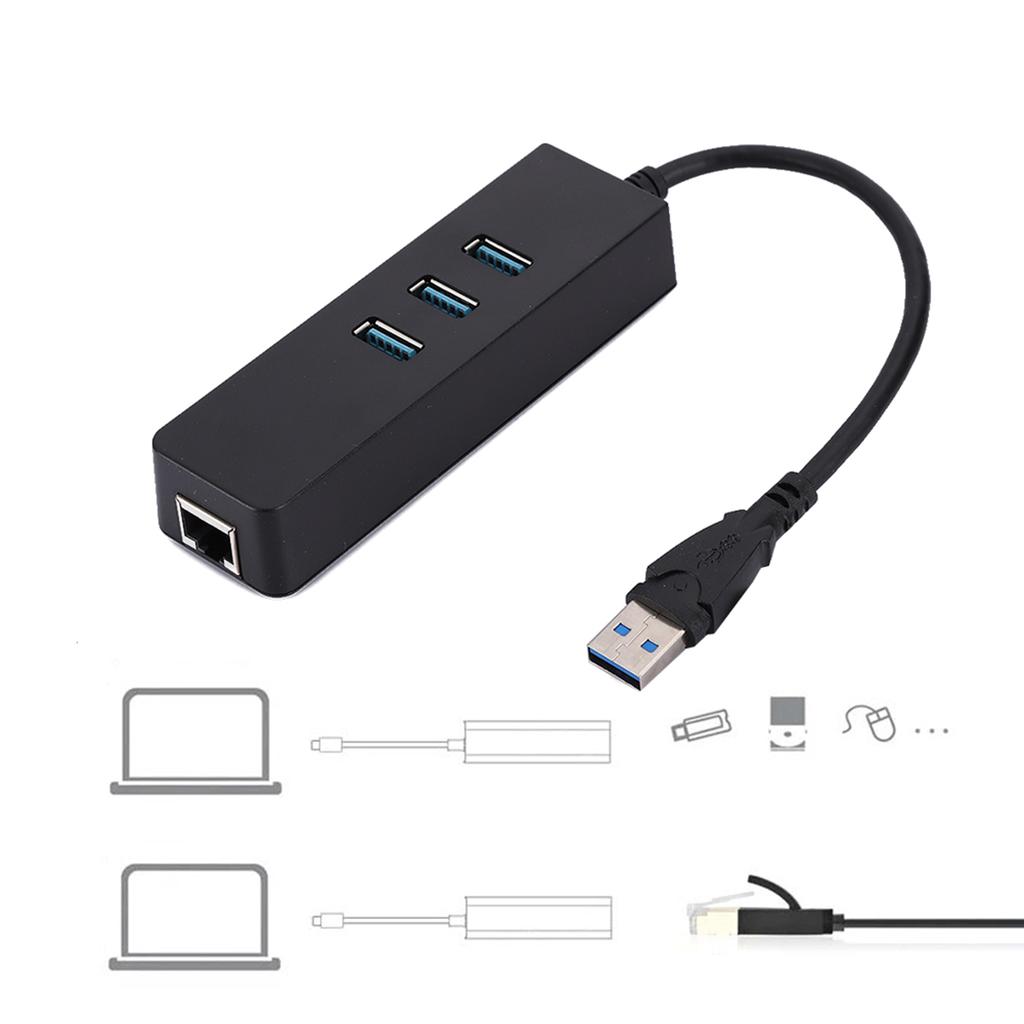 Адаптер-конвертер DM HE27 RTL8153 USB 3.0 Ethernet с 3-портовым концентратором 3.0 в RJ45 без диска