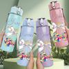 1PC Sweetie Bow Ribbon Decor Print 750ml Color Plastic Sports Water Bottle Leakproof Flip Straw Lid Suitable for Sports Office Home Use