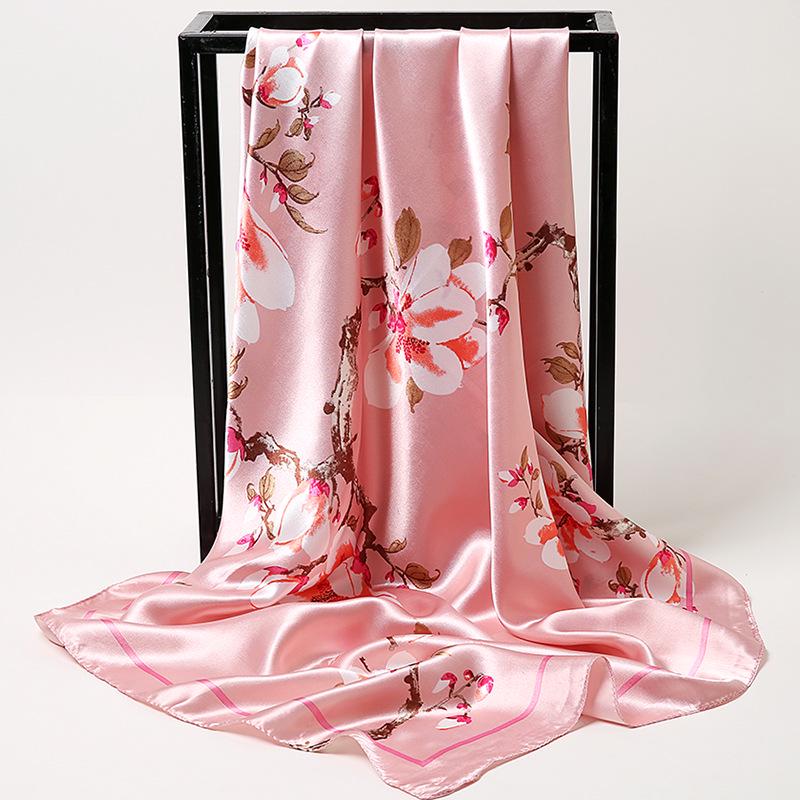 Korean Dongdaemun Cashew Flower Silk Scarf - Large Square, All-Match for Ladies