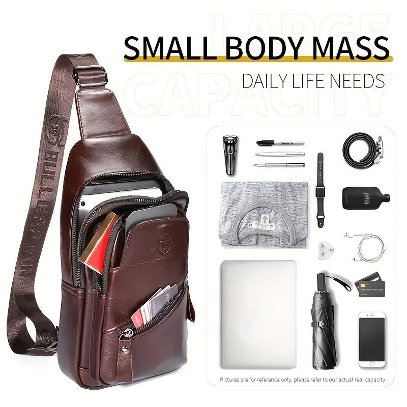 BULLCAPTAIN Мужская кожаная нагрудная сумка, многофункциональная сумка-мессенджер с USB-зарядкой большой емкости, модная повседневная сумка-мессенджер