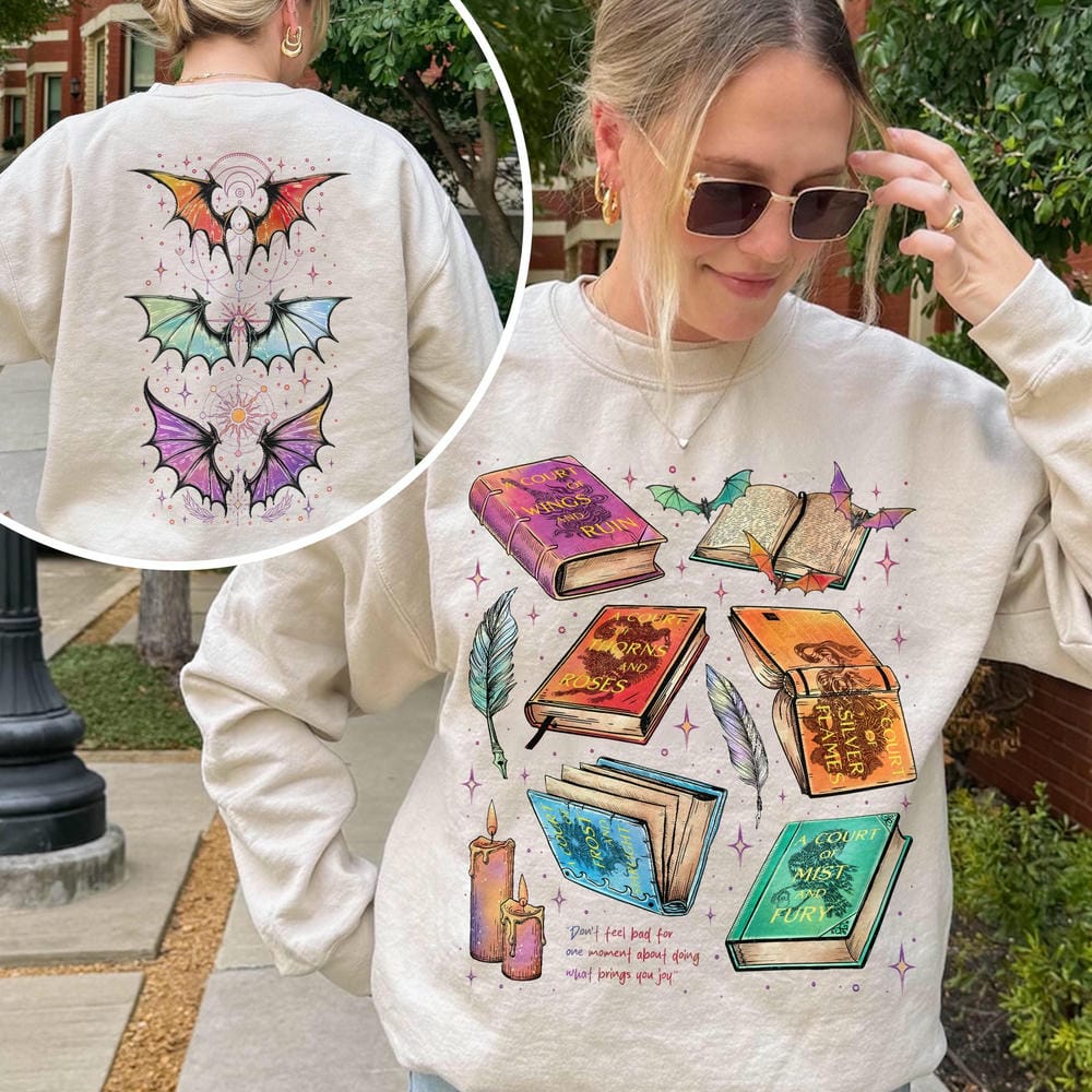 ACOTAR Series Double-sided Sweatshirt Bat Ladies Velaris Book Lovers Women's Long-sleeved Sweatshirt Y2K Streetwear
