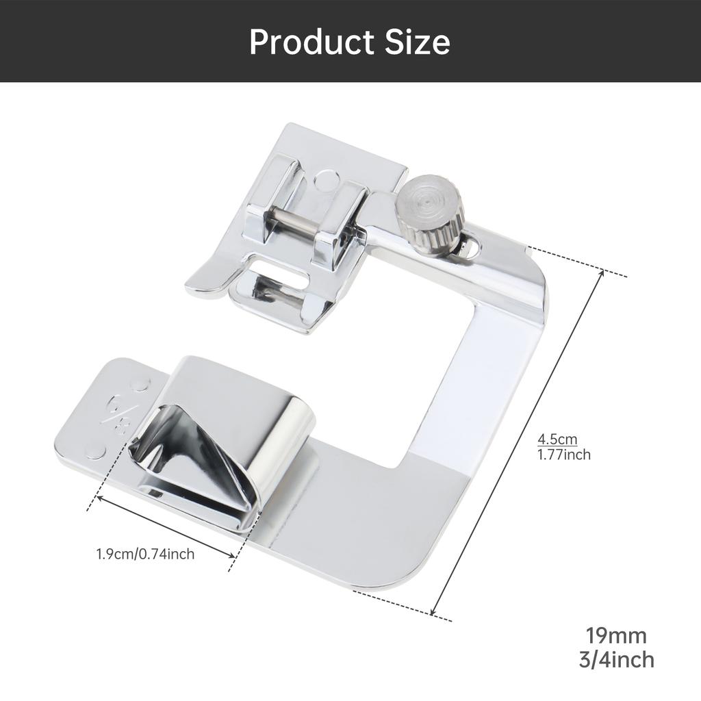 Multi-Size 1/2 3/4 1 Inch 13 19 25mm Metal Wide Rolled Hem Presser Foot Low Shank Sewing Machine
