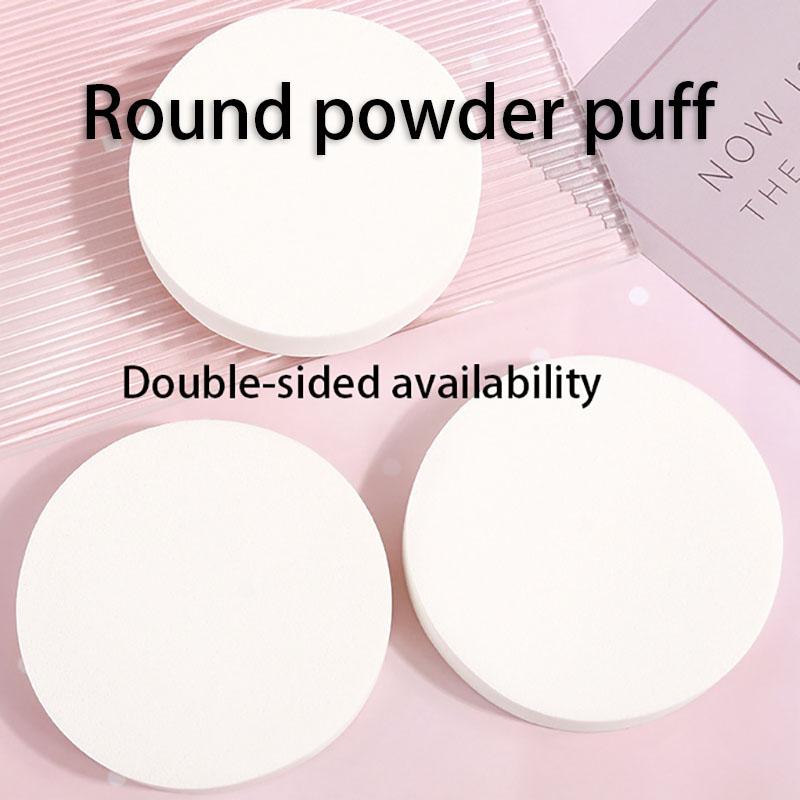 3 PCS Large Round Powder Puff Wet Dry Sponge Delicate Soft Cotton Pad Natural Sponge Studio White Powder Puff