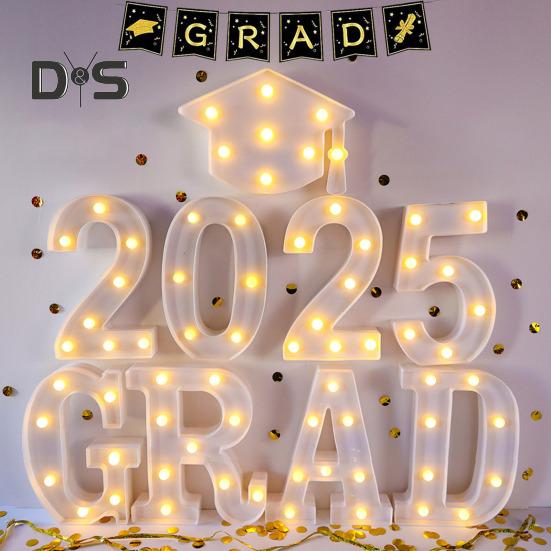 Выпускные светящиеся буквы 2025 года Выпускные светодиодные буквы Знаки Поздравления Выпускной вечер принадлежности для детского сада Дошкольное учреждение Средняя школа колледж