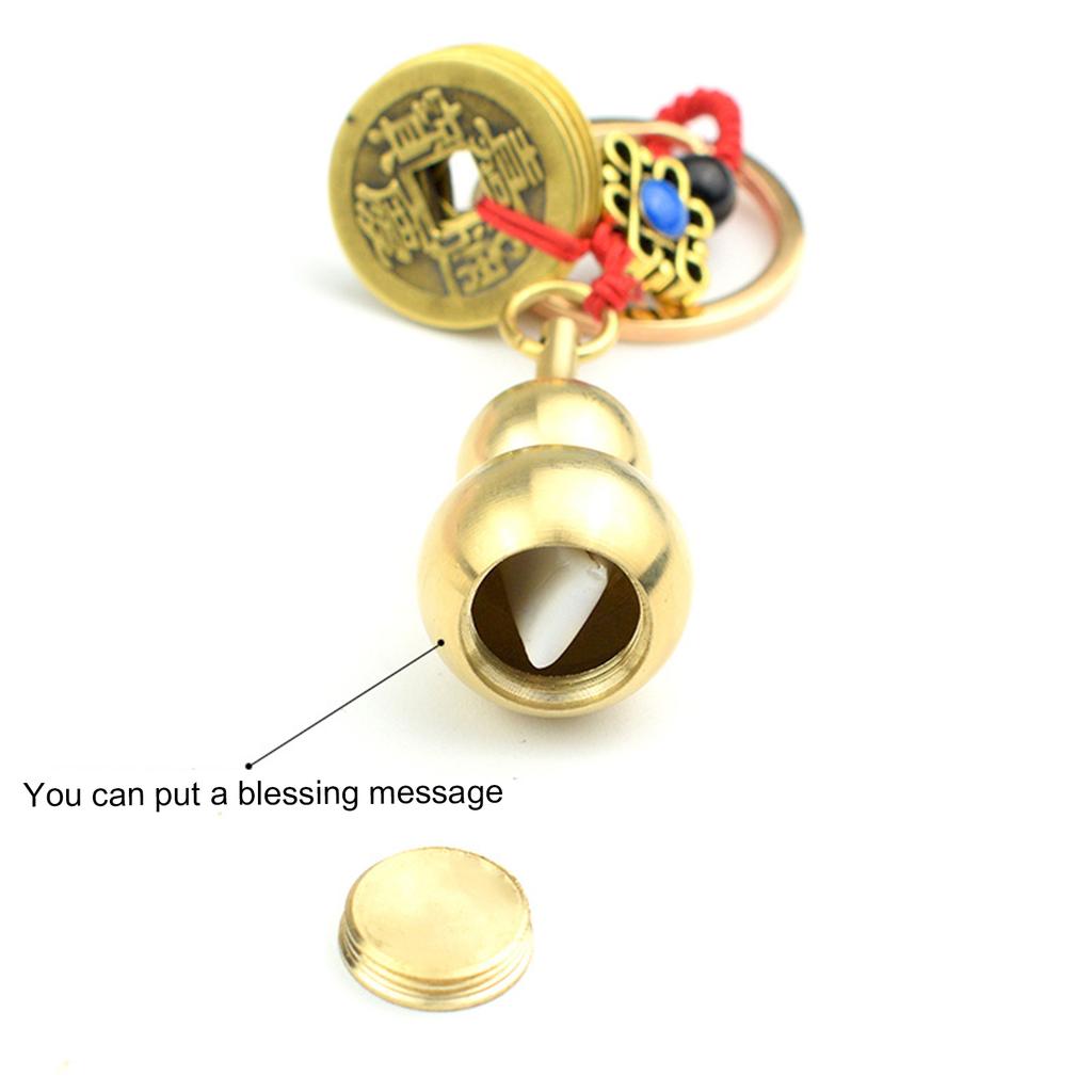 Элегантный латунный брелок Wu Lou Gourd, портативный брелок с подвеской из медной тыквы, стильный брелок, ювелирное изделие на удачу