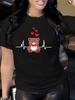 Women's Teddy Bear Heartbeat T-Shirt, Valentine's Day Love Hearts Graphic Tee