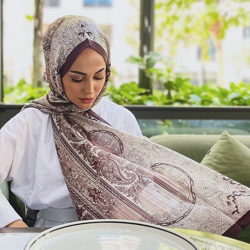 Богемский шелковый шарф Женские большие шали Стиль Пашмина Хиджаб Фуляр Эшарп Дизайнерский принт Женская стола Головные платки Роскошь