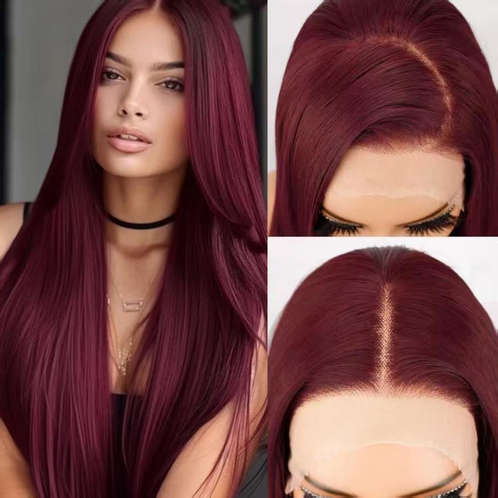 European and American wigs, long hand-woven front lace 13x4 chemical fiber headgear, women's medium division length