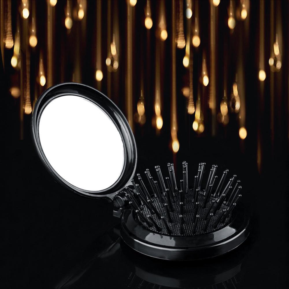 Мини-карманная расческа для волос с зеркальной складной щеткой Дорожная щетка для волос