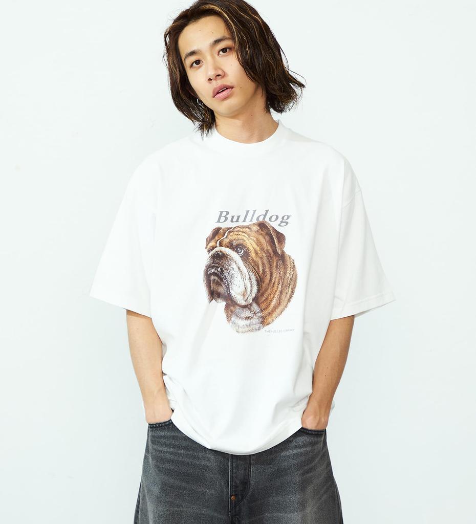 Lee Bulldog Print White Men's T-Shirt,
