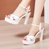 Plus Size 32-43 Block Heel Platform Sandals Women Wedding Shoes Summer 2024 Elegant Patent Leather High Heels Sandals Ladies