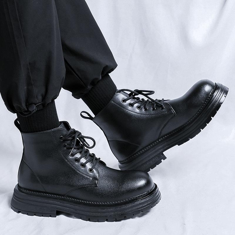 Мужские ботинки Мартин новые осенне-зимние бархатные средней высоты на утолщенной подошве, британские рабочие ботинки 22711-R