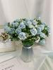2 букета искусственных цветов Букет Мини-розы Хризантемы Розы Зеленые листья Цветочные букеты для вазы Свадебная композиция Домашний офис Декор