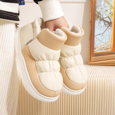 Зимние зимние ботинки на толстой подошве для женщин. Короткие плюшевые и толстые нескользящие хлопковые тапочки для женщин.