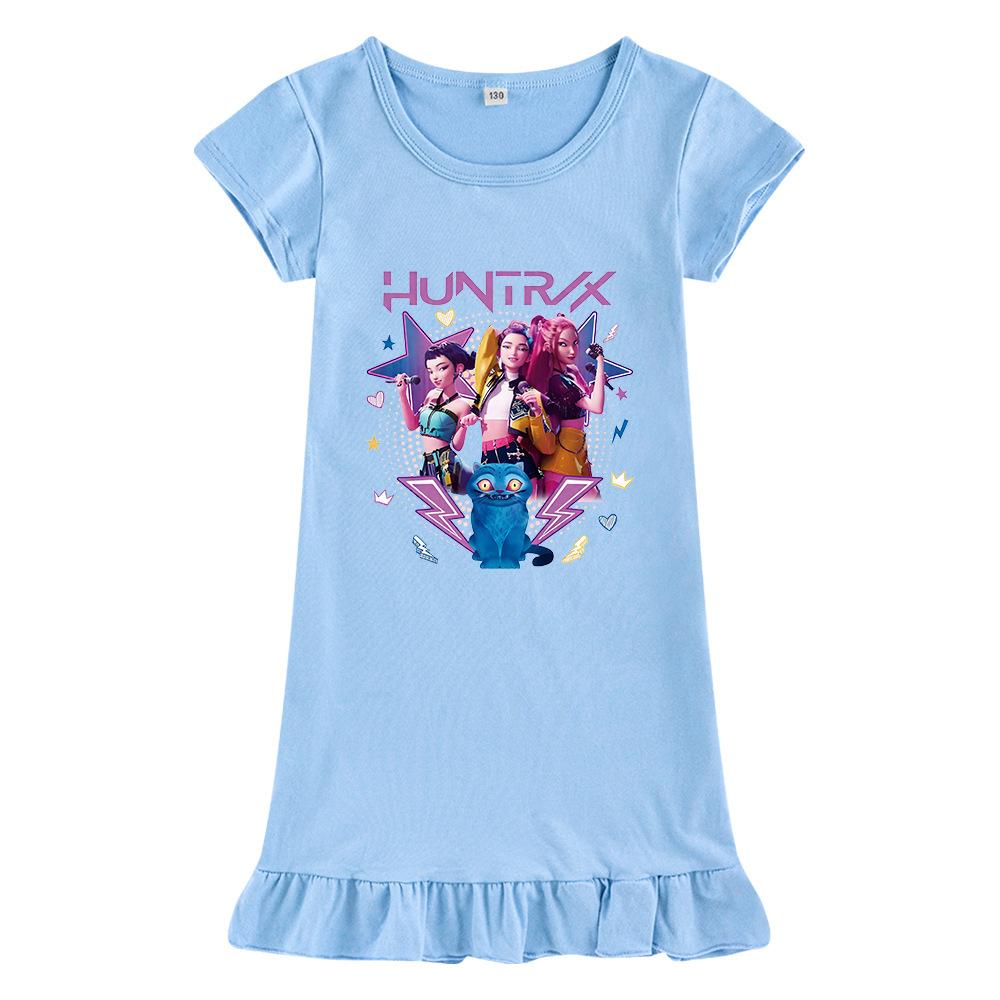 Hot selling Kpop witch hunting girl group print girls dress ice silk nightdress