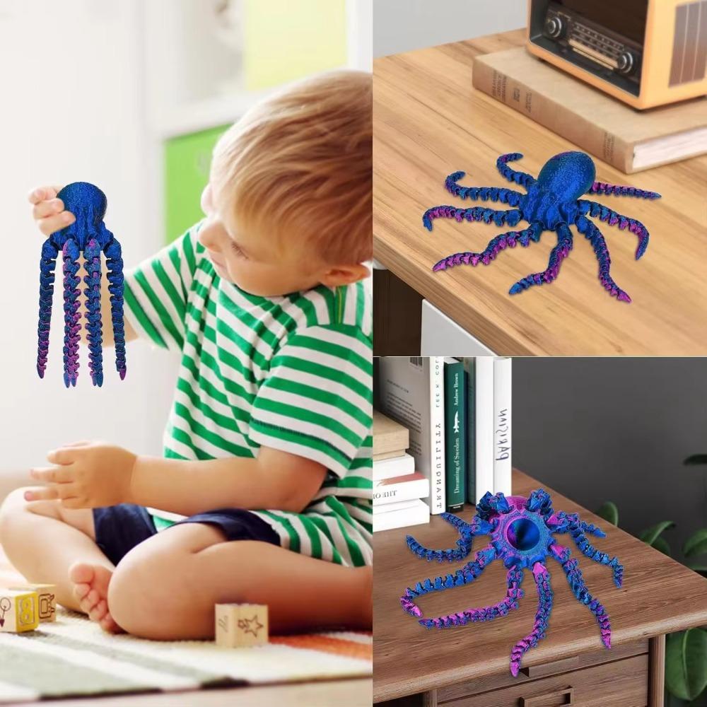 Colorful Octopus Figurine 3D Printed Animal Table Ornament Creative Desk Decor