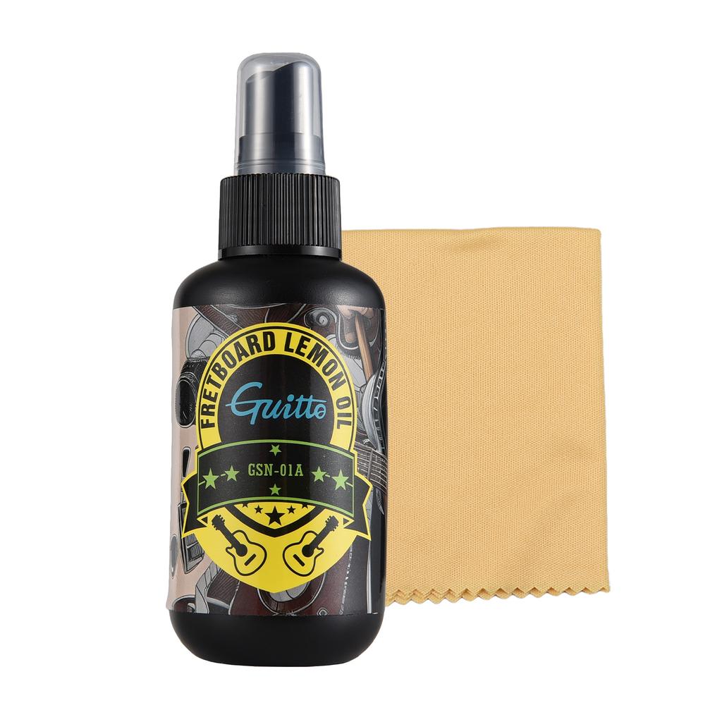 Guitar Cleaning Care Kit 120ml Fretboard Lemon Oil with Cleaning Cloth for Guitar Cleaning Maintenance Tool Acoustic/Classical