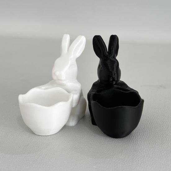 Пасхальная конфетница в виде пасхального кролика, напечатанная на 3D-принтере, блюдо для закусок в виде кролика, декоративная десертная ваза для орехов для пасхальной вечеринки, настольный домашний декор