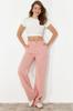 Women's Style Trousers Pink 100% Tencel Low Waist Wide Leg Jeans