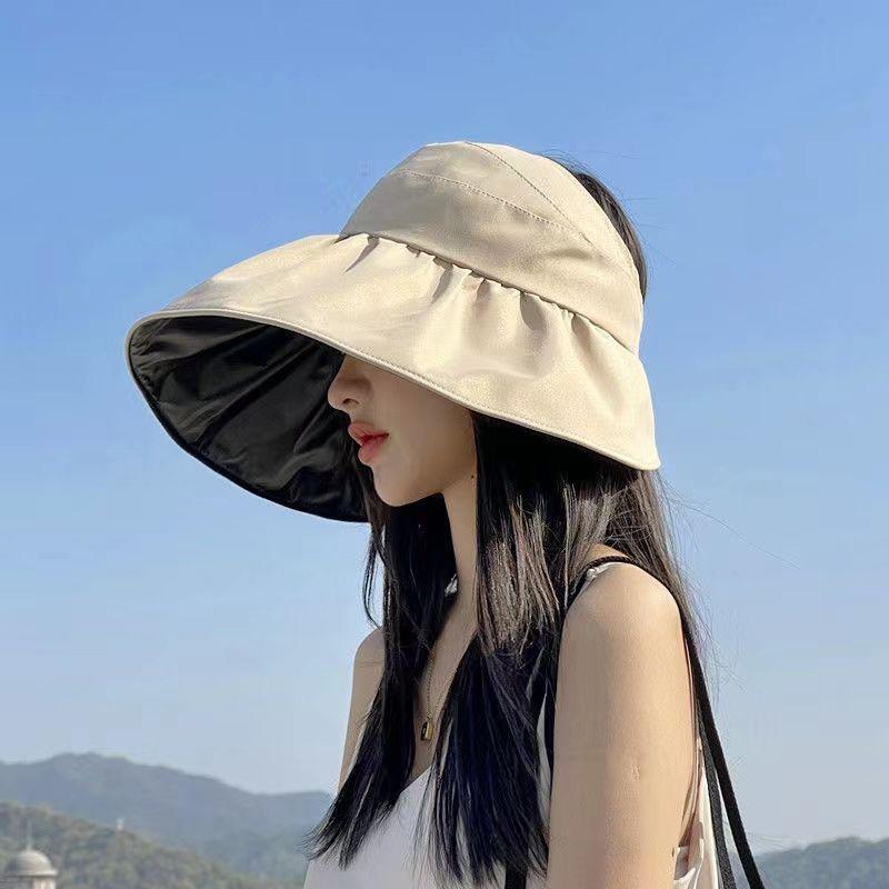 Summer Empty Top Wide Brim Sun Hat For Women Anti Uv Sunscreen Bucket Hat Female Sun Protection Outdoor Beach Cap
