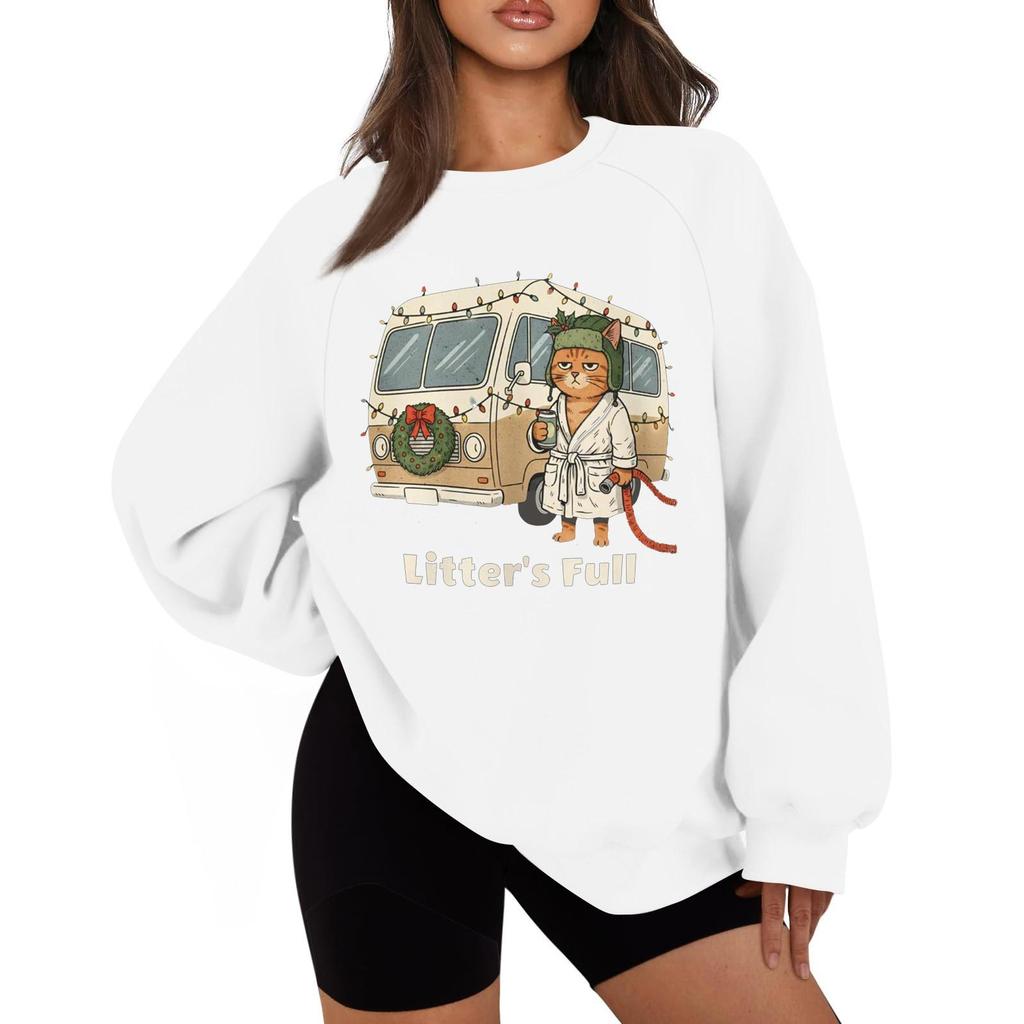 Women's Casual Fashion Solid Color Round Neck Raglan Long Sleeve Sweatshirt Top