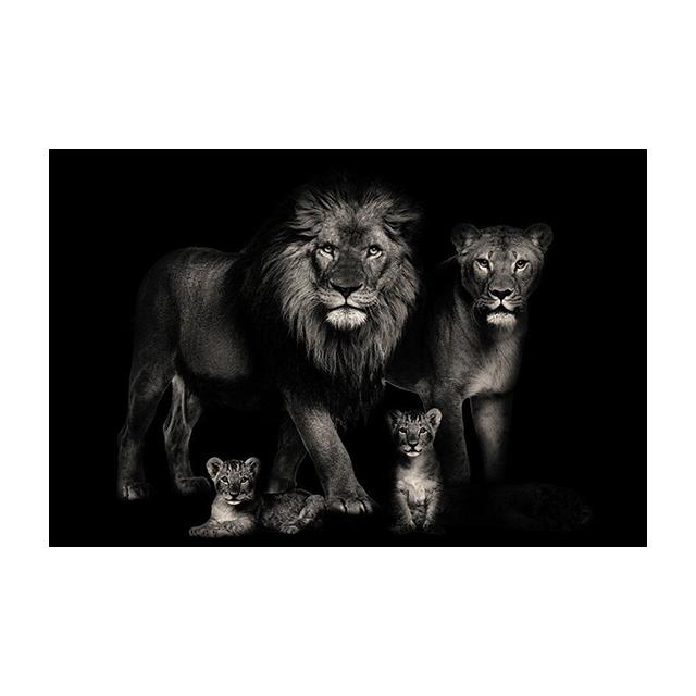 Черно-белый холст с животными, картина с изображением льва, семейный постер и принты, настенная художественная картина для украшения гостиной, домашний декор