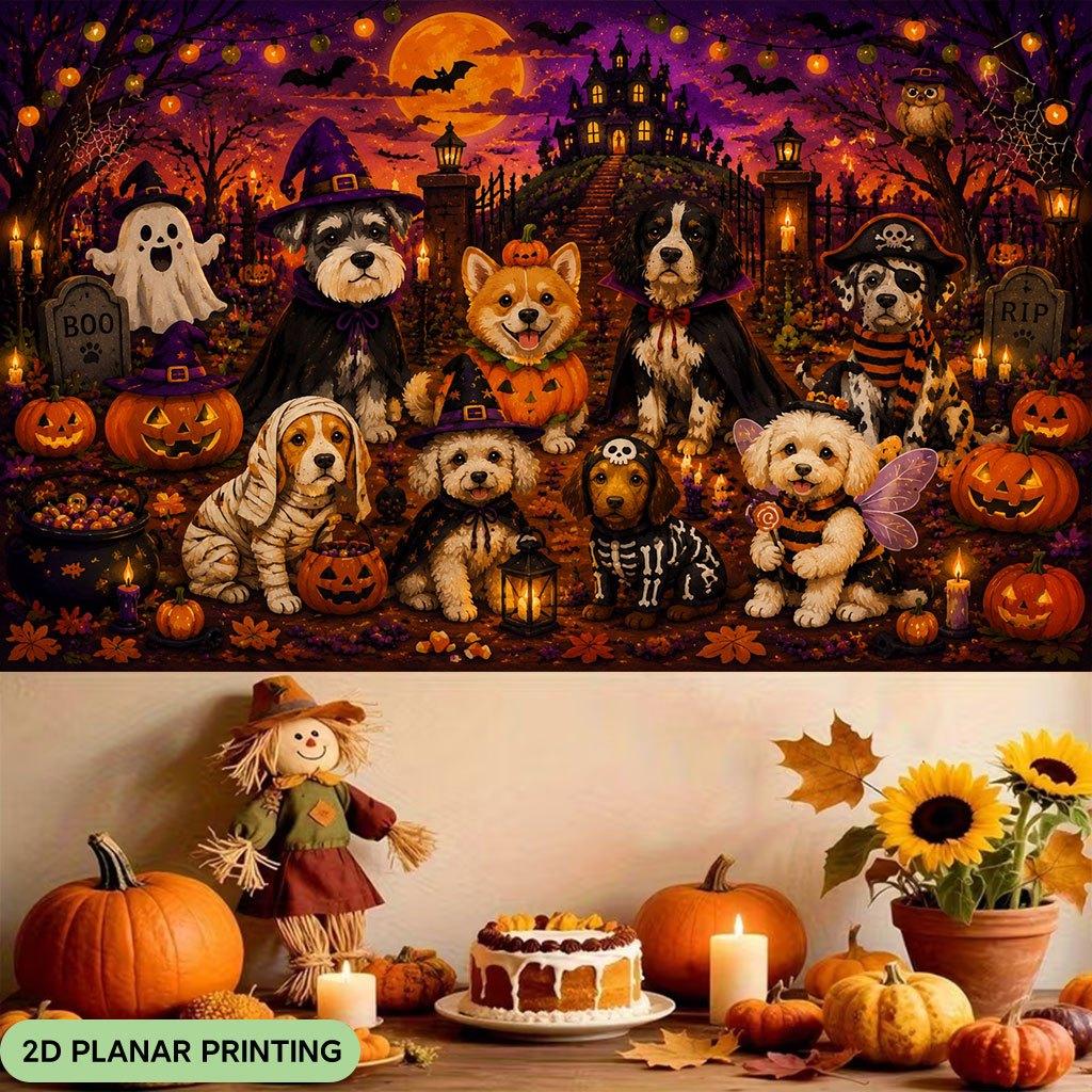 1 piece of 2D flat banner, Halloween pet costume collection, polyester fabric background clothzyc