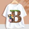 Hot Pixel Game T-shirt Children A-Z Letter White Clothes Cartoon Round Collar Clothing New Kids Short Sleeve Summer Tee Top Gift