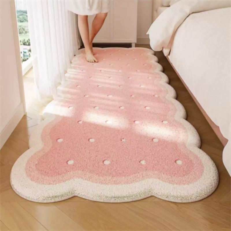 Thick Pink Plush Carpet for Living Room and Bedroom Soft Fluffy Anti Slip Washable Bedside Floor Mat Decorative Rug