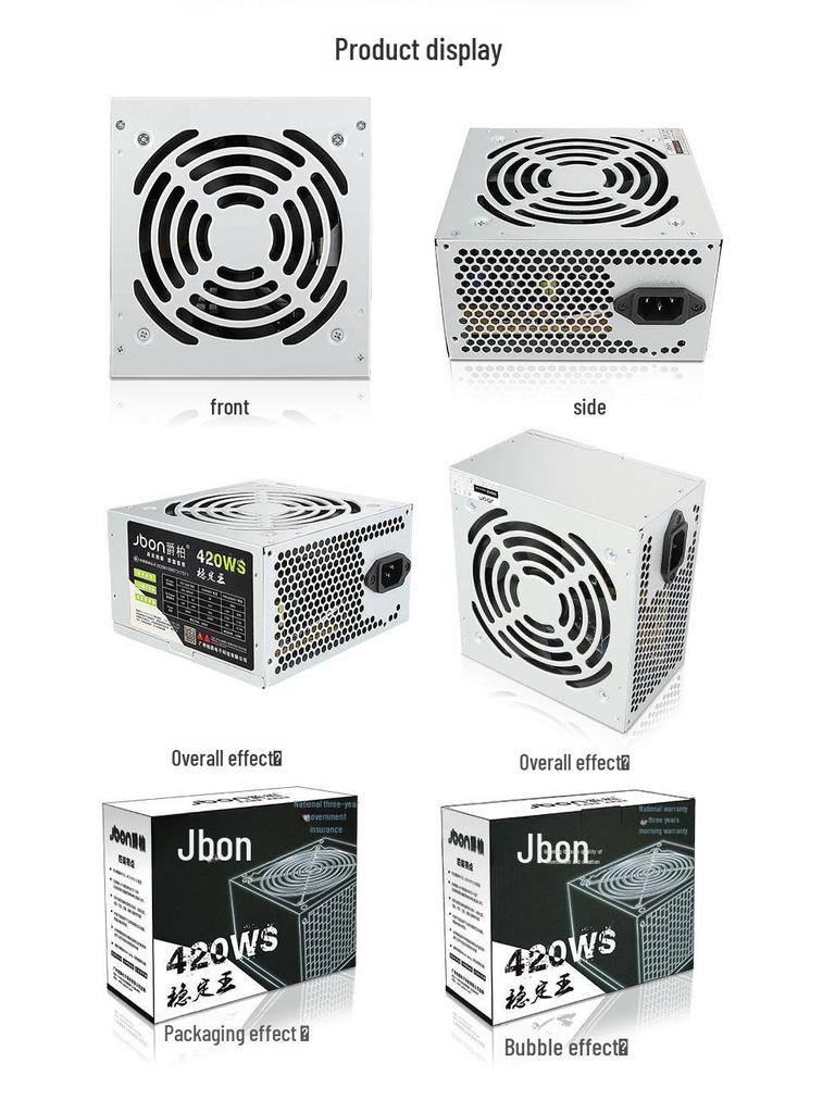 Juebai 420WS Desktop Power Supply - Supports Dual-Core & Quad-Core, Stable & Silent Performance.