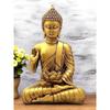 Meditating Sitting Buddha Statue Showpiece Idol Home Decor Living Room Gifts Decorative Showpiece - 27 Cm  (Resin, Gold)