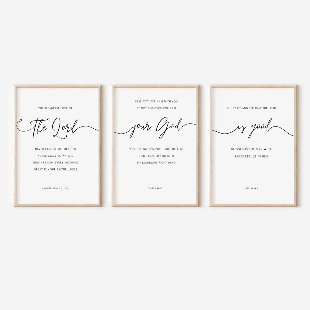 Библейский стих «Господь, Бог ваш добр», минимальный христианский Писание, настенное искусство, холст, живопись, постеры для гостиной, домашний декор