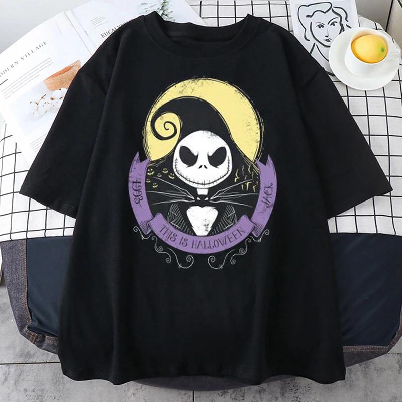 Vintage TShirts Nightmare Before Christmas Print Shortsleeve Gothic Women Unisex Tshirt Top Y2K Shirt Streetwear Harajuku