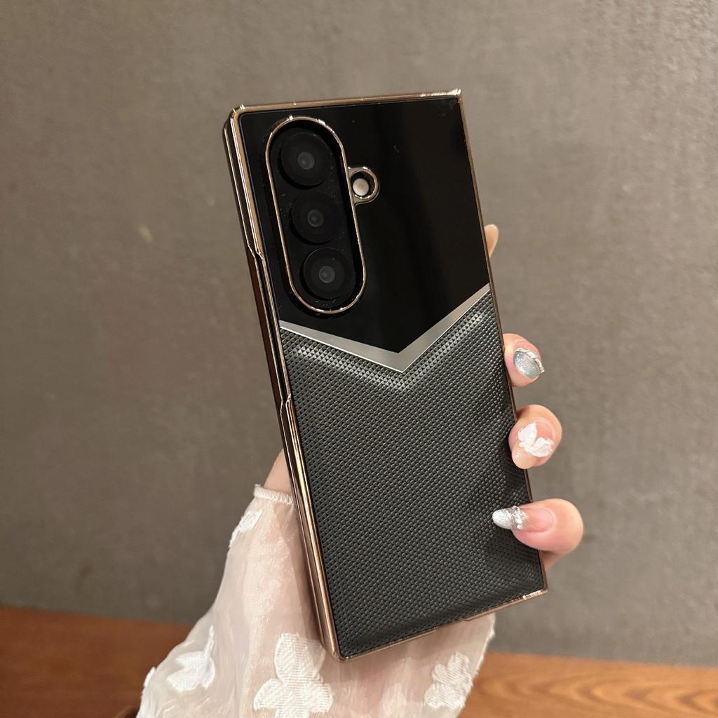 Премиальный чехол из муссовой кожи со встроенной пленкой для Samsung Z-Fold 7/6/5