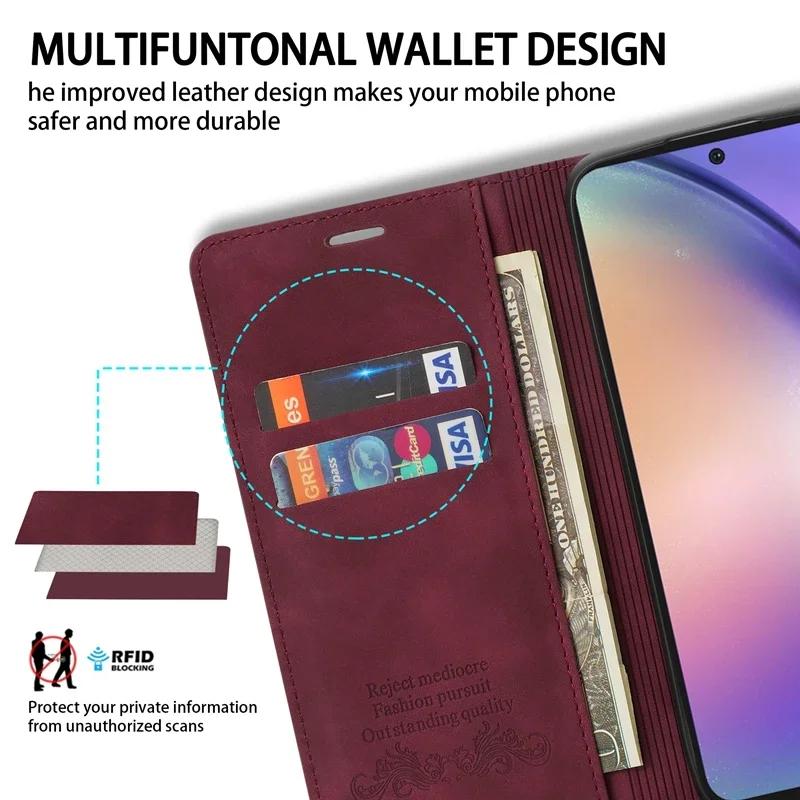 Кошелек Кожаный чехол-книжка, приятный для кожи, для Samsung Galaxy S26 Ultra S25 Edge S24 Plus S23 FE A15 A16 A17 A26 A35 A36 A54 A55 A56