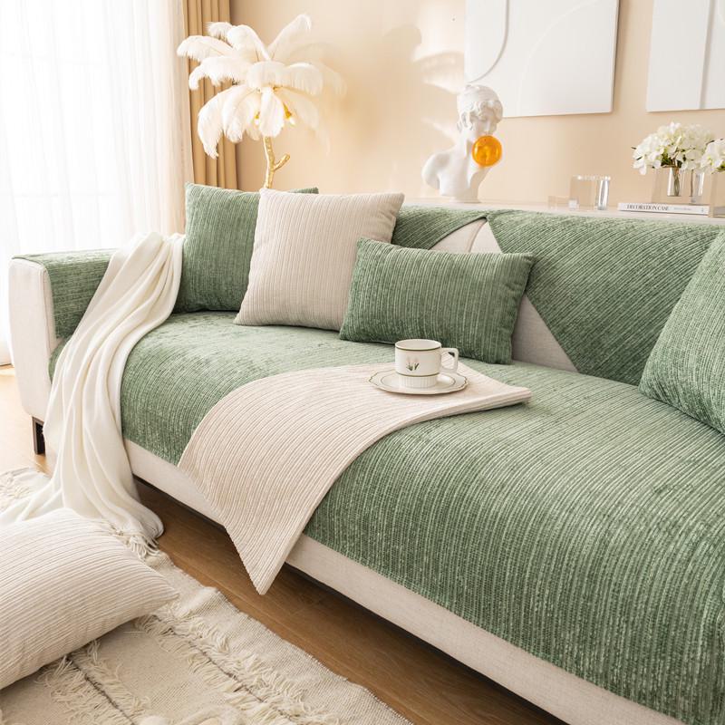 Современная зимняя вельветовая полосатая плюшевая диванная подушка - нескользящая, однотонная