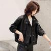Spring and Autumn New Leather Jacket Women's Coat Loose Black Short Motorcycle Casual Jacket