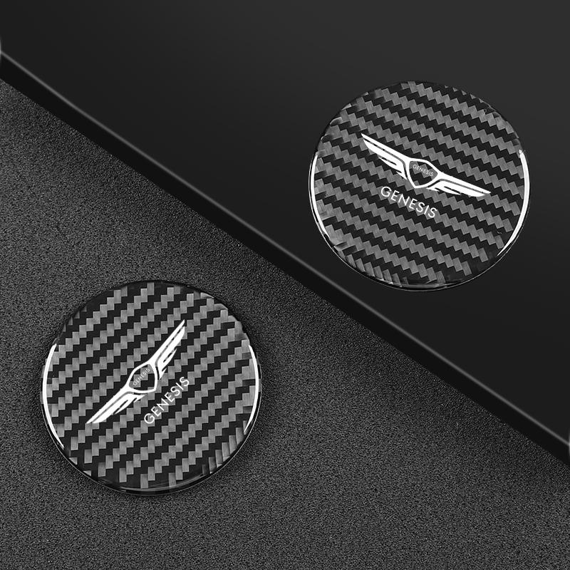 2 шт. автомобильные подставки из углеродного волокна с рисунком, нескользящий коврик для чашки воды, противогрязный коврик для Hyundai Genesis g90 g70 g80 gv70 gv80