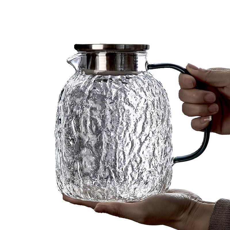 Прозрачный стеклянный чайник, устойчивый к высоким температурам, чайник для холодной воды, бытовой, для гостеприимства, большой емкости, белый, для сока, для холодной воды