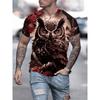 Men's Owl Graphic Print T Shirt Fashion Short Sleeve Crew Neck 3D Digital Printed T-Shirt Novelty Oversized T Shirts Men Tops