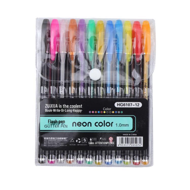12-Color Glitter Pastel Pen & Highlighter Set for Kids