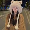 Cute Bear Ears Winter Hat Woolen Bucket Hat Fashion Cycling Cap  Women
