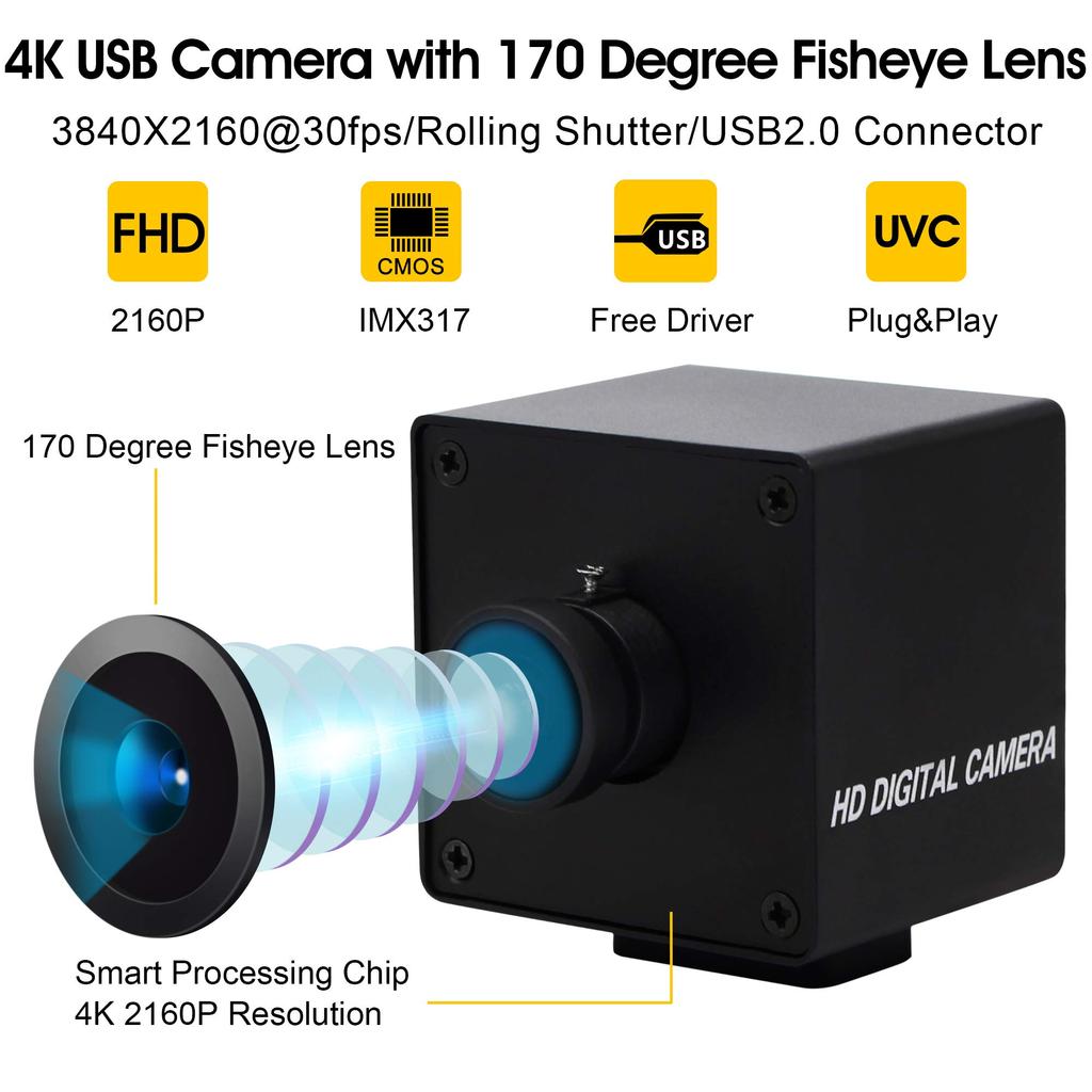 ELP камера 4K USB веб-камера Мини камера широкоугольная 170 градусов объектив Fisheye веб-камера Full HD 2160P 30FPS камера Sony и драйвер Видео дистрибуция Главная